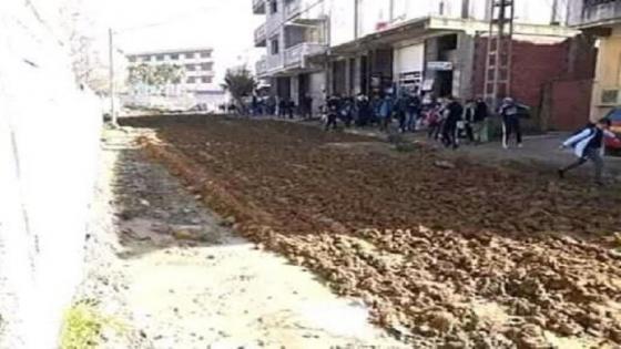أغرب حركة احتجاجية في العالم… مغاربة يحرثون شارعا ويزعون به البطاطس