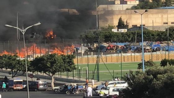 حريق ضخم في محطة اولاد زيان بالدار البيضاء