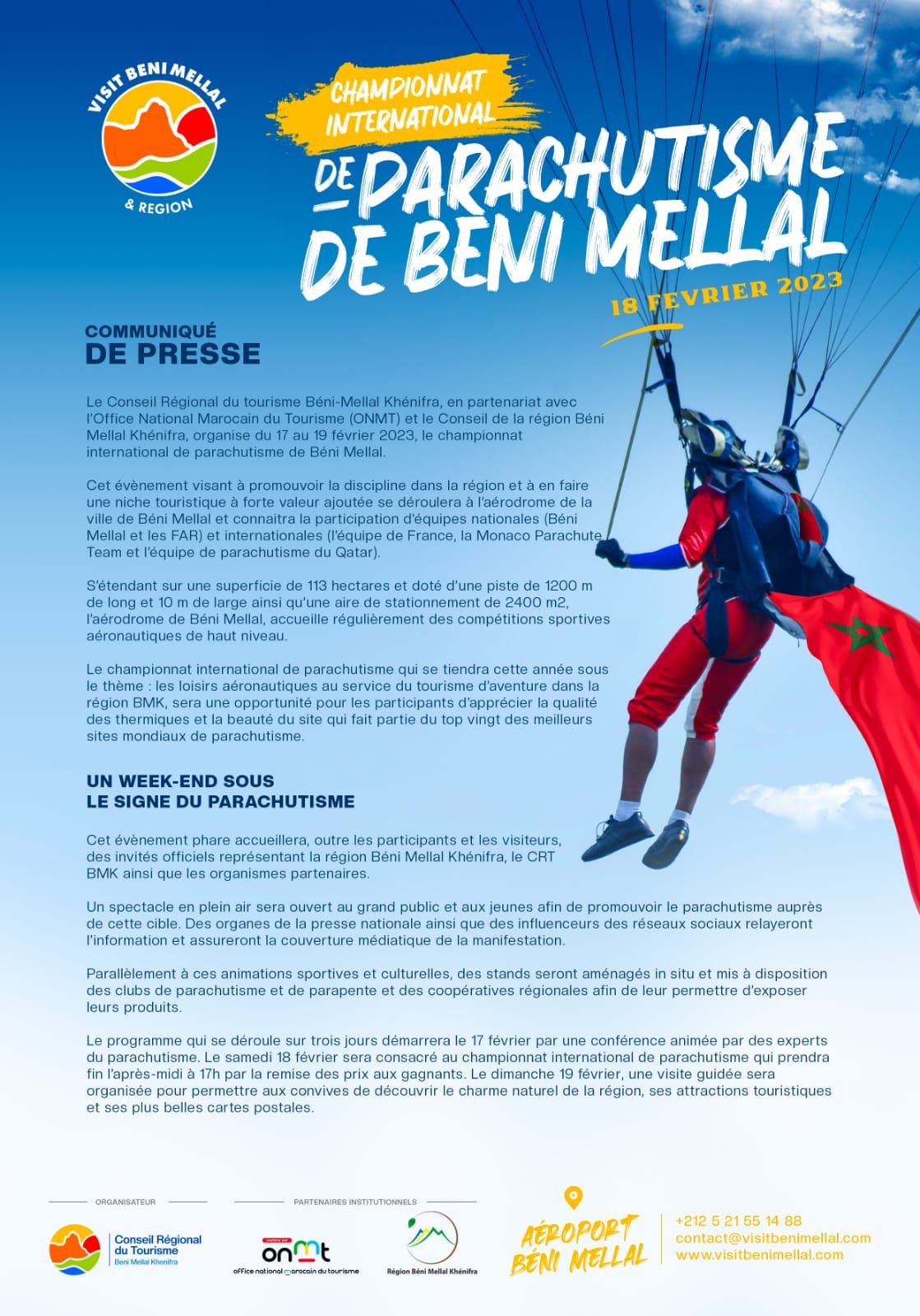 Le championnat international de parachutisme à Béni Mellal